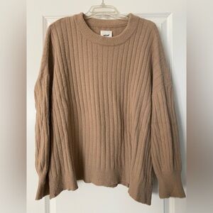 Aerie Buttercream Crew Sweater Cappuccino Brown Tan size L